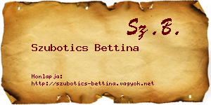 Szubotics Bettina névjegykártya